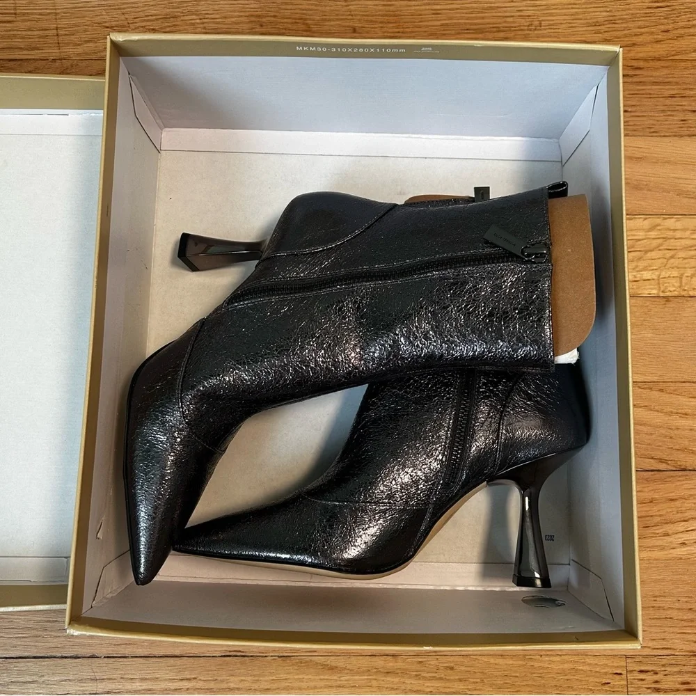 Michael Kors Clara Mid Bootie Anthracite Dark Grey Size 7m Silver women’s boots - Picture 7 of 16